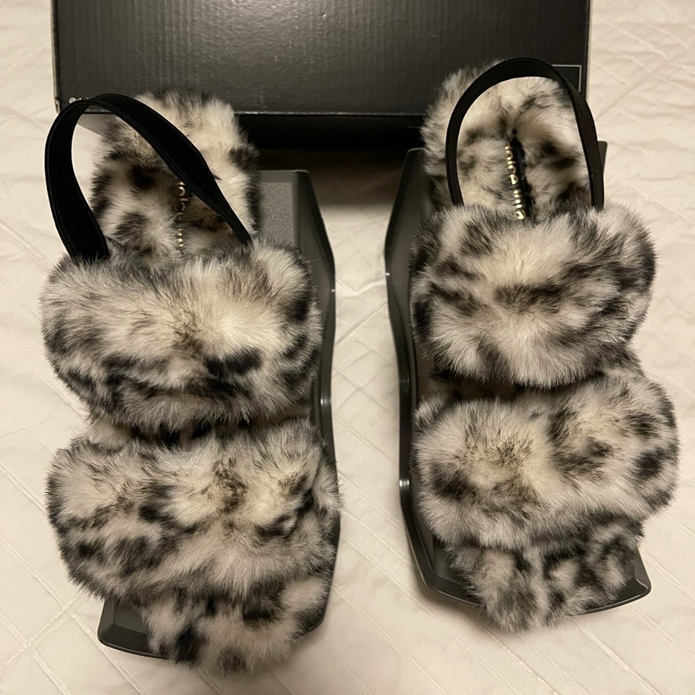 Dolce Vita BlackWhite Leopard Fluffy Slippers B/WSpotted Faux Fur Nordstrom rack